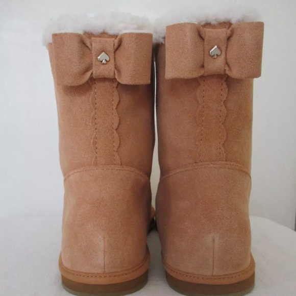 Kate Spade Boots, NIB, Nubuck Short Boots, Ugg type, Warm, Bow & Logo - Picture 2 of 11